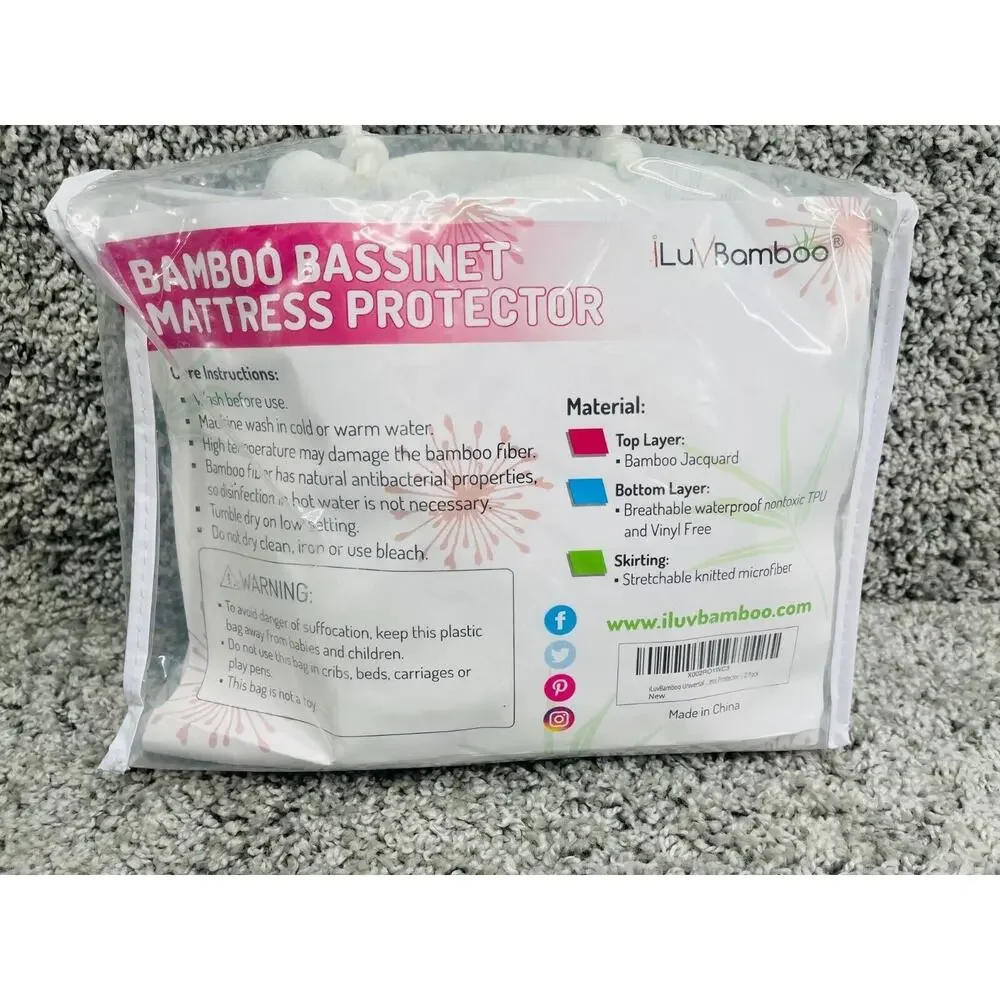 iLuVBamboo Mattrese Protector Cover Bamboo Bassinet Waterproof 33 x 17